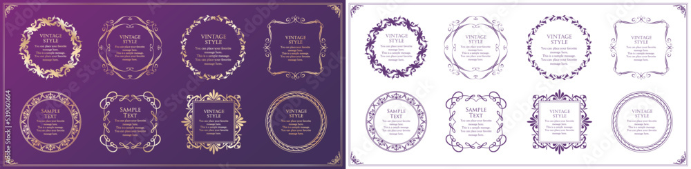 Christmas motif frame design set. Gorgeous and elegant design material Christmas motif frame design set. Gorgeous and elegant design material