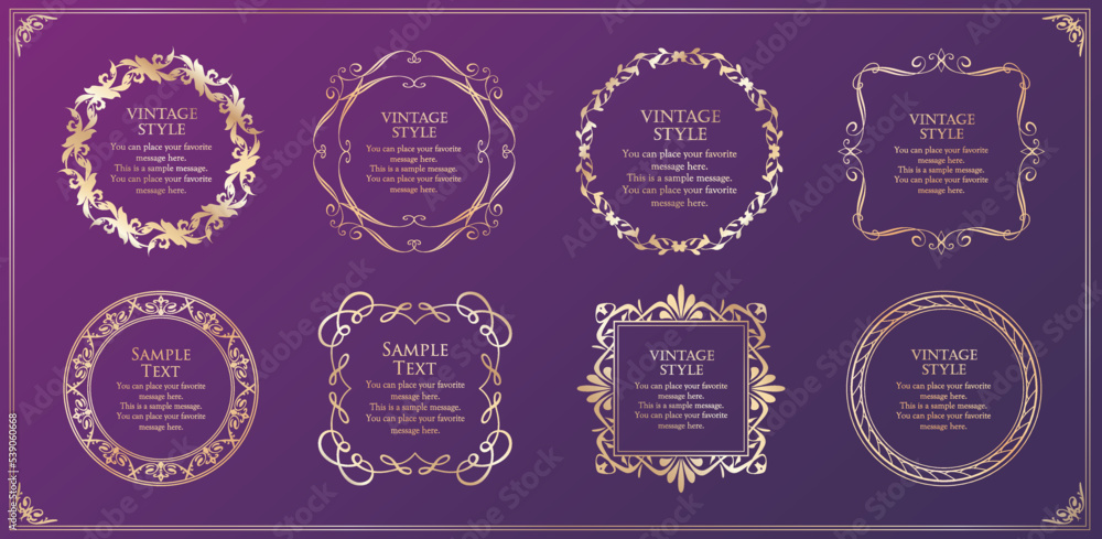 Christmas motif frame design set. Gorgeous and elegant design material Christmas motif frame design set. Gorgeous and elegant design material