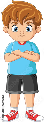 Cartoon angry little boy expression