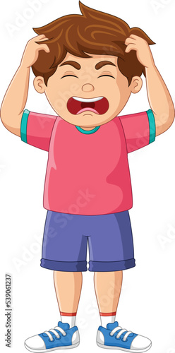Cartoon boy anger frustrated expression