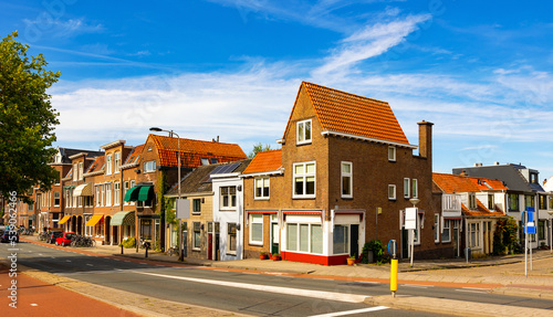 Picturesque landscape of the city streets of a small provincial town of Delft, Netherlands