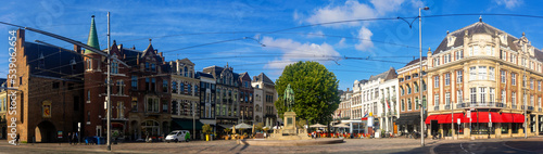 Overview of Plaats in Hague  Netherlands. View of monument of Dutch politician Johan de Witt.