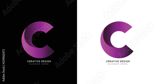 Branding identity corporate letter c logo template with black and white