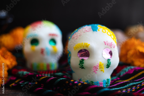 Mexican Sugar skull traditional for day of the dead in Mexico or halloween party