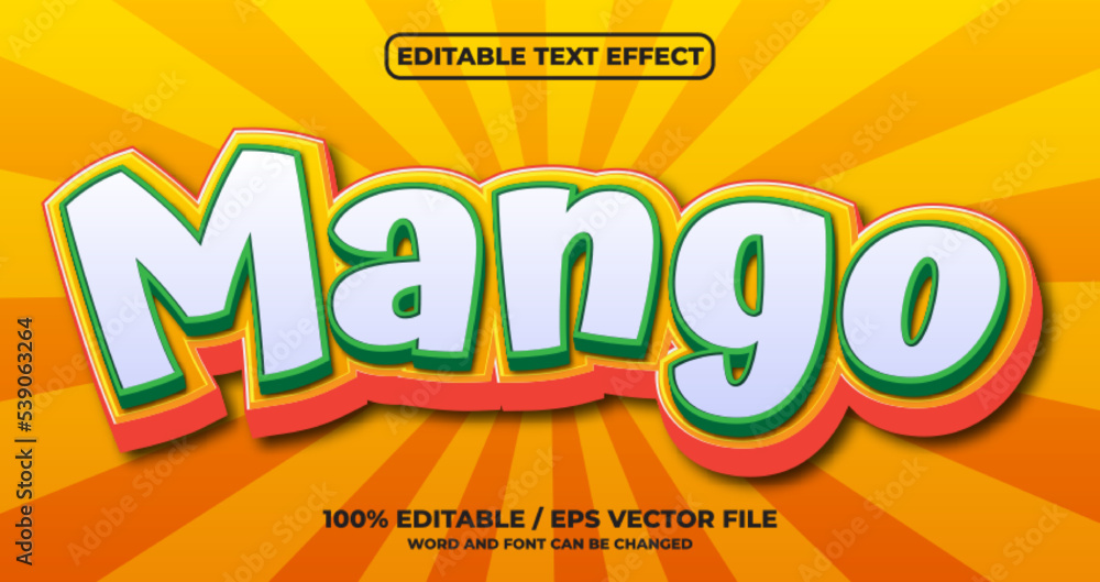 Mango editable text effect - obrazy, fototapety, plakaty 