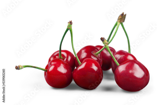 Stampa su tela Red cherries isolated on a white background