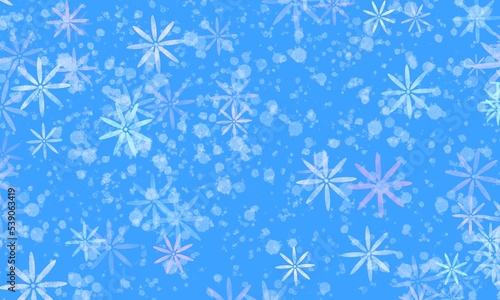 white snowflakes on blue background