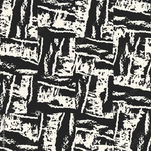 Monochrome Marbled Effect Textured Checked Pattern