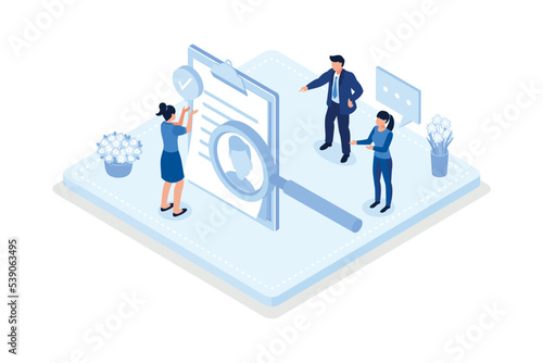 Hr managers searching potential job candidates, Recruitment process concept, isometric vector modern illustration