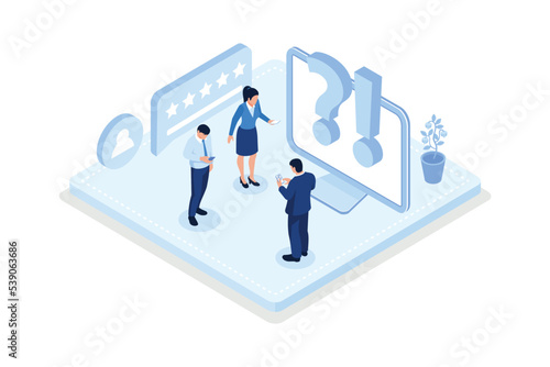 asking questions and receiving answers. Customer support concept, isometric vector modern illustration © Alwie99d