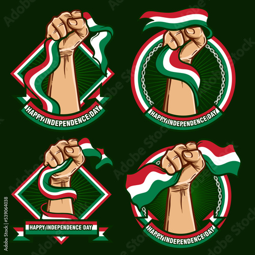 fist hands with hungary flag illustration