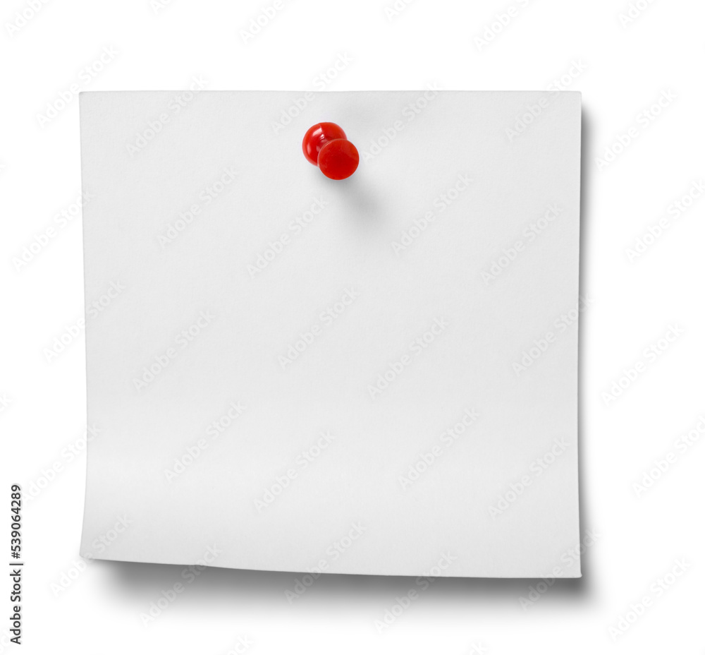 Close up of white note paper on white background with clipping path - obrazy, fototapety, plakaty 