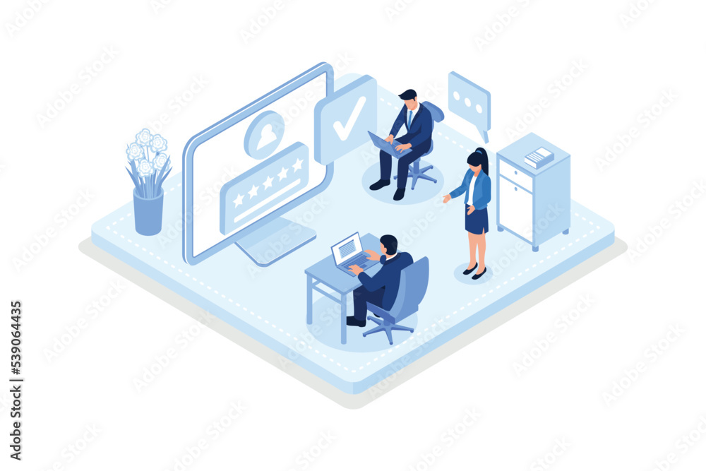 Hr managers searching new employee, Job recruitment process concept, isometric vector modern illustration