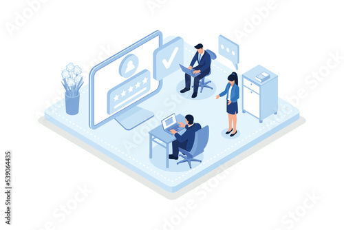 Hr managers searching new employee, Job recruitment process concept, isometric vector modern illustration