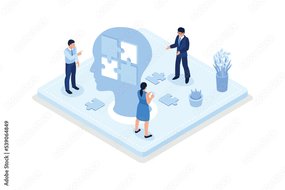 Character with mental other psychological problems. Psychotherapy concept, isometric vector modern illustration
