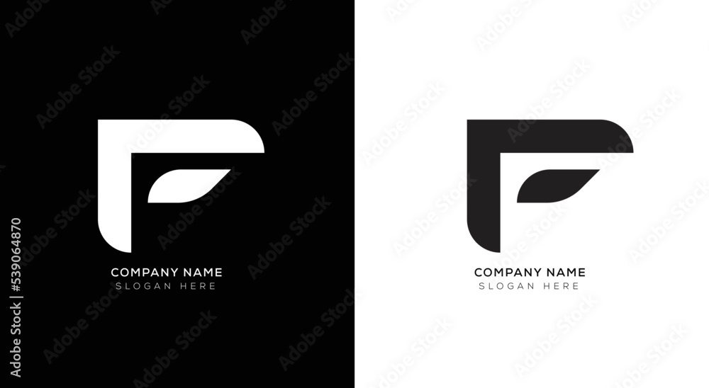 Gradient letter F logo with black and white Stock Vector | Adobe Stock
