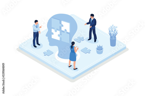 Character with mental other psychological problems. Psychotherapy concept, isometric vector modern illustration