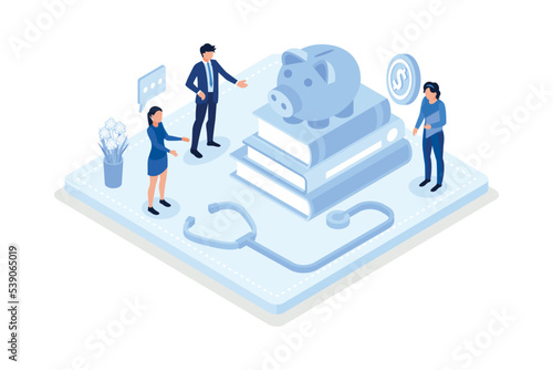 Financial management, money savings and deposit growth concept, isometric vector modern illustration