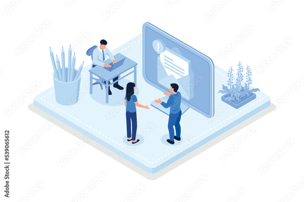 Digital marketing, Characters integrating with sending advertising emails, isometric vector modern illustration Digital marketing, Characters integrating with sending advertising emails, isometric vector modern illustration
