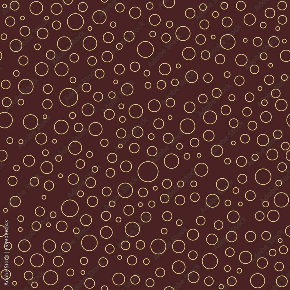 Seamless vector brown and yellow background with random circles. Abstract ornament. Seamles abstract pattern