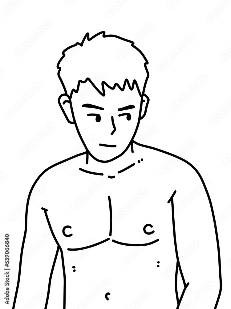 Fototapeta premium black and white of cute man cartoon for coloring