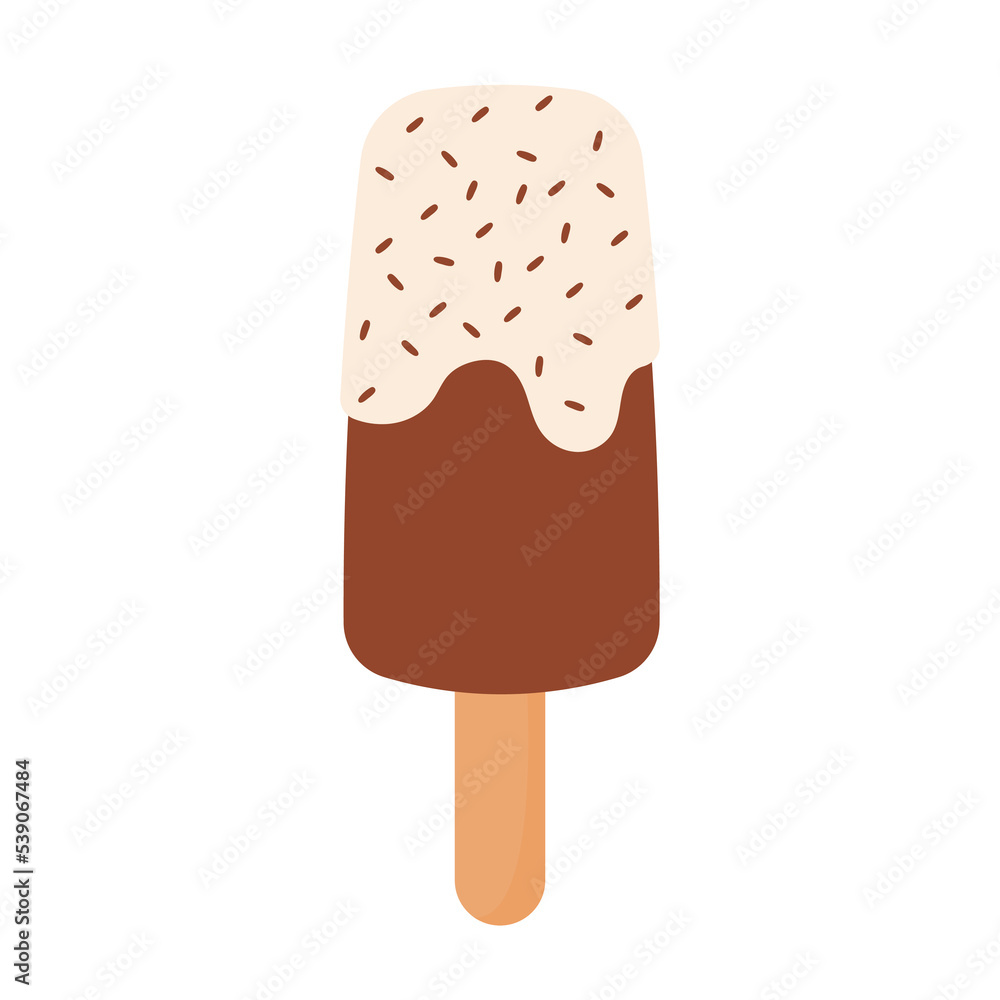 Choco Vanilla Popsicle Ice Cream with Chocolate Sprinkles Stick Vector for Summer Choco Vanilla Popsicle Ice Cream with Chocolate Sprinkles Stick Vector for Summer