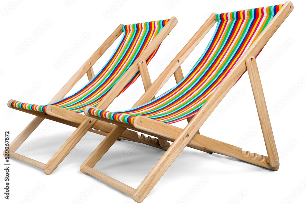 Matcheswooden chaise longue chairs isolated on white