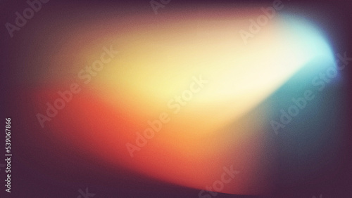 Abstract gradient background with grainy texture. Colorful light effect on dark background.