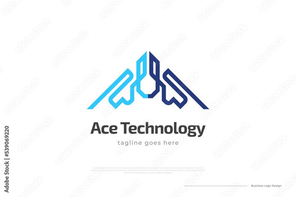 Fototapeta premium Abstract and Futuristic Letter A Logo Design. Initial Letter A Logo with Line Style. Great for Business, Technology and Communication Brand Logo