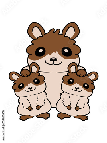 Glückliche Hamster Familie Kinder 