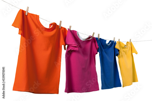 T-shirt clothing shirts hanging laundry isolated clean