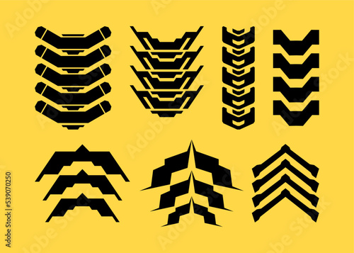 HUD futuristic Arrow bone streetwear element set vector interface poster sci fi editable
