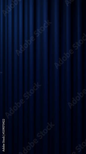 青色のカーテンの布。高級なイメージの背景画像。（縦長）