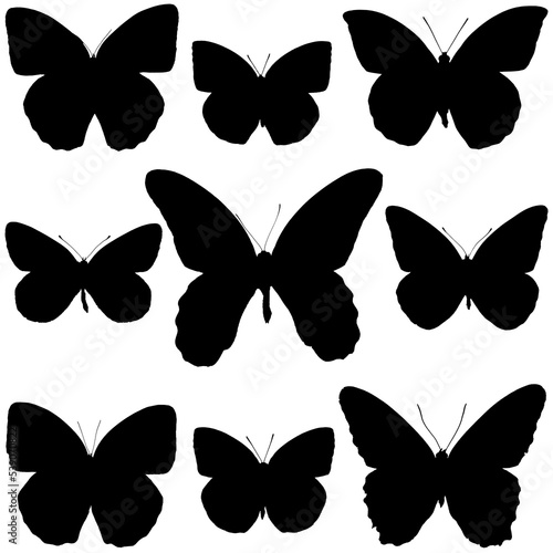 Collection of colored butterflies
