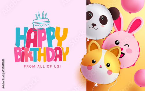 Canvas Print Happy birthday text vector template design