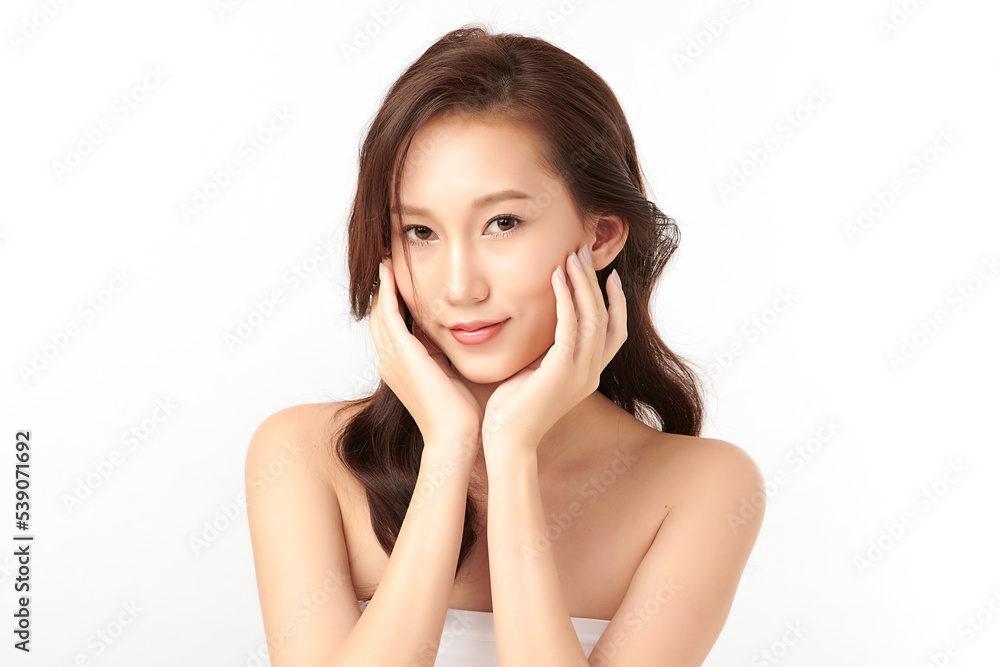 Beautiful young asian woman with clean fresh skin on white background, Face care, Facial treatment, Cosmetology, beauty and spa, Asian women portrait. Beautiful young asian woman with clean fresh skin on white background, Face care, Facial treatment, Cosmetology, beauty and spa, Asian women portrait.