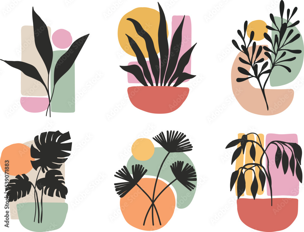 minimal art abstract plants vector design minimal art abstract plants vector design