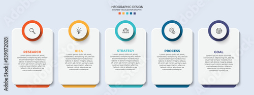 Steps business data visualization timeline process infographic template design with icons	
