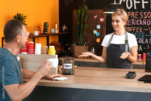 Young female barista and vi...