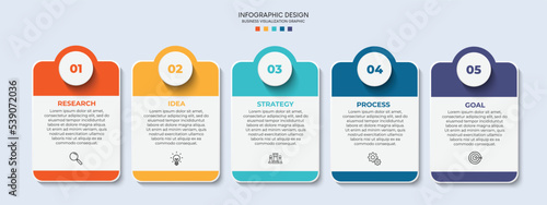 Steps business data visualization timeline process infographic template design with icons	
