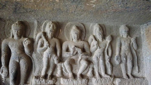 Carvings At Pandav Leni Caves In Nashik, India - close up photo