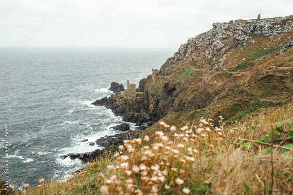 The Crowns Engine houses at Botallack Mine, Cornwall, England. 