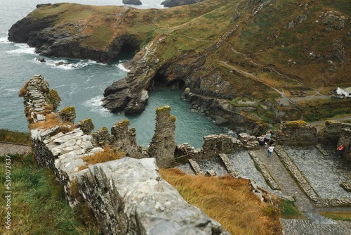 Battlements at Tintagel Castle, Cornwall. The home of King Arthur. 