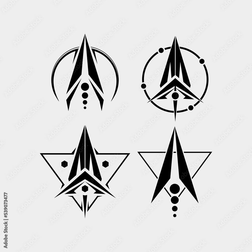 Arrow shape futuristic sci fi interface symbol triagle badge vector set editable Arrow shape futuristic sci fi interface symbol triagle badge vector set editable