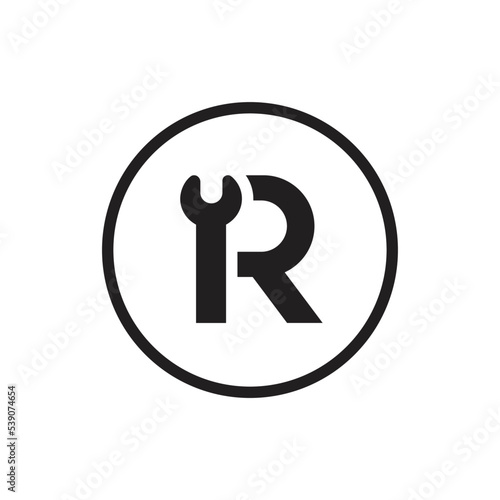Letter R wrench logo vector, service and repair logo concept