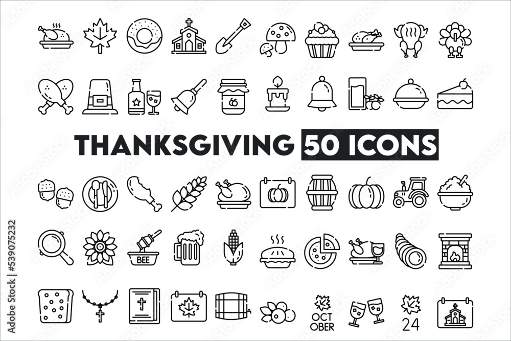 Thanksgiving Icon Pack Lineal Cut