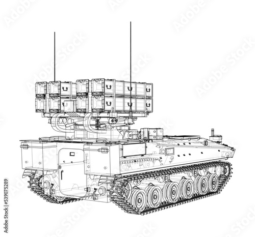 Military track missle system. Vector