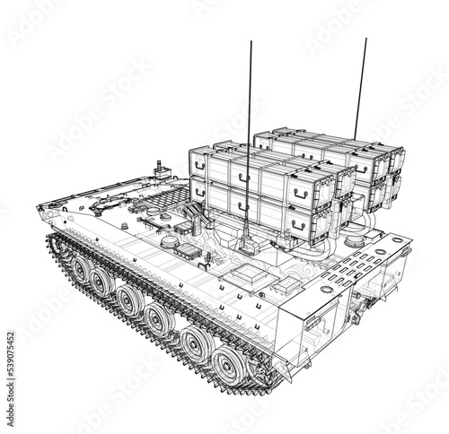 Military track missle system. Vector