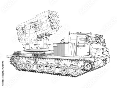 Military track missle system. Vector