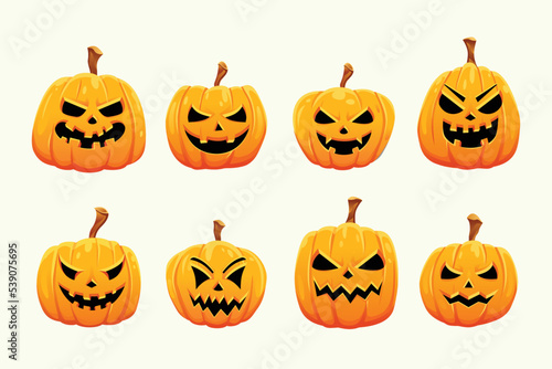Halloween spooky Pumpkin cartoon illustration. Graphic design for the decoration of gift certificates, banners and flyer.